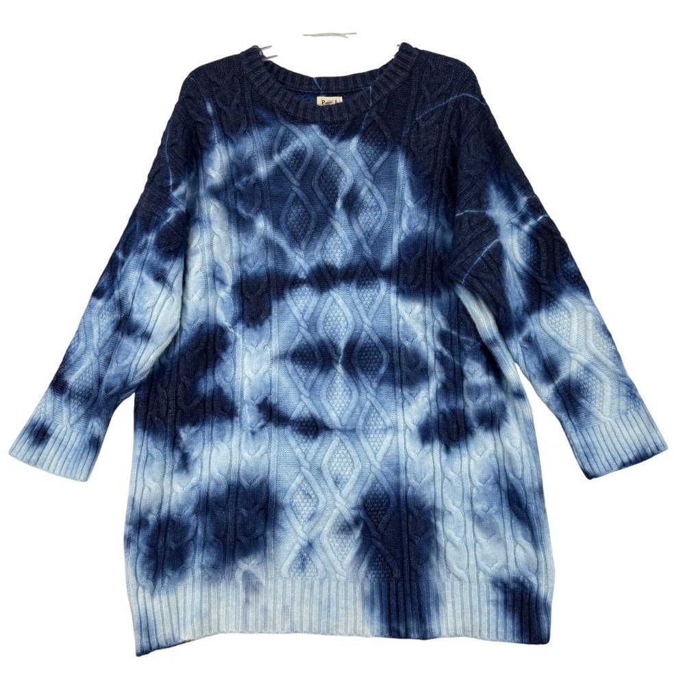 POL Tie Dye Cable Knit Sweater Women Size M Blue Oversized Long Sleeve SMST237